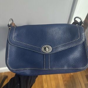 Vintage Coach Blue and Brown long strap purse